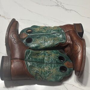 Men's Brown and Green Western Boots
